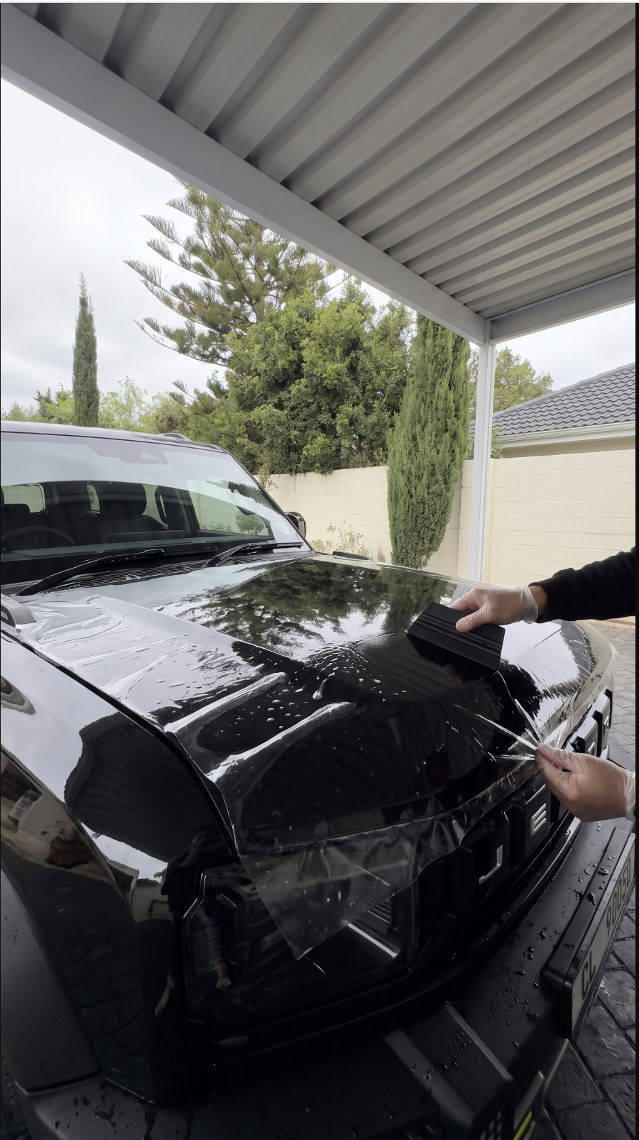 Bonnet PPF Install — Squeegee & Set Stage